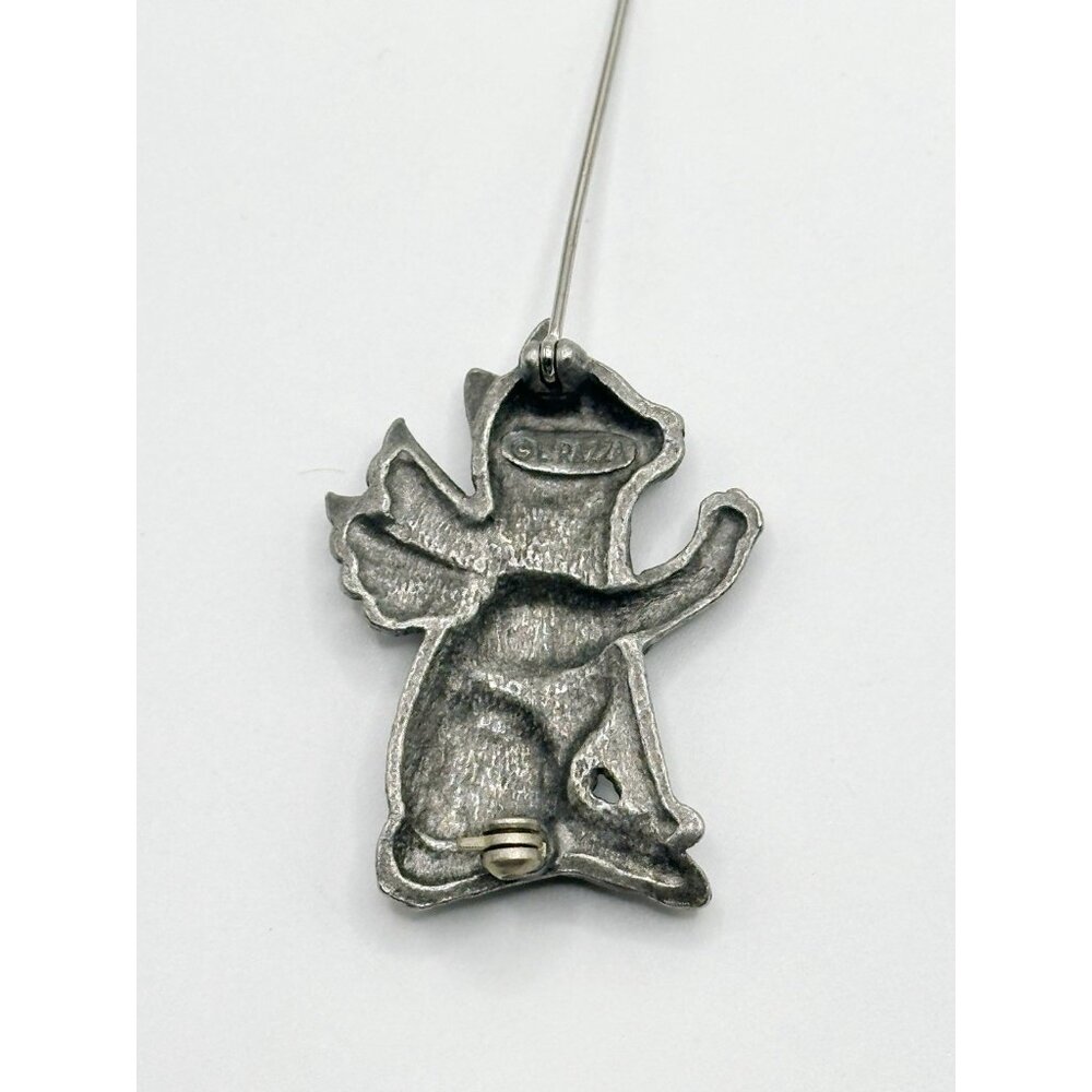 L Razza Guardian Angel Cat With Wings Pin Brooch - Picture 3 of 3